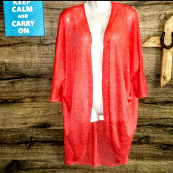 It's Shrug Size L Knit Crochet Back Drop Hem NWOT - Picture 2 of 12